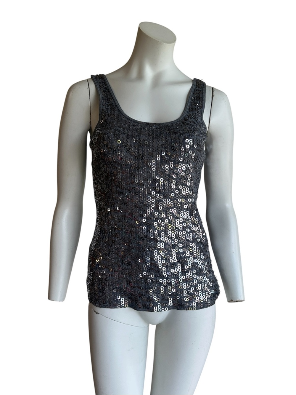 Vintage y2k sequin tank camisole silver grunge